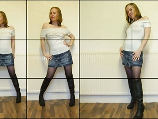 British, Skinny, Denim Skirt, Posing