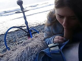 Girl, Sea Beach, Blowjob Sucking, Sea