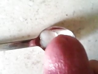 my cum shot on the spoon like a medicine for girls