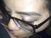 cute chick with glasses sucks a puny little cock