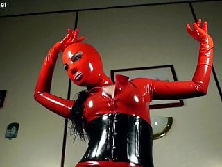 Red Latex, Catsuit, Red Catsuit, Red