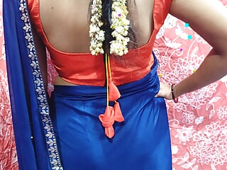 Indian Housewife in the bluesaree enjoying