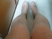Beige Patent Pumps with Pantyhose Teaser 41