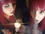 Adorable Alt Girl blowing cigarette smoke on dick POV