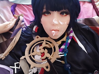 \ Genshin Impact trans doll Scaramouche cosplayer gets stuffed in the ass\