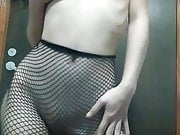 In fishnet tights