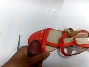 Cumming on Beautiful Orange High Heels