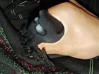 Huge Cum on soft black shawl