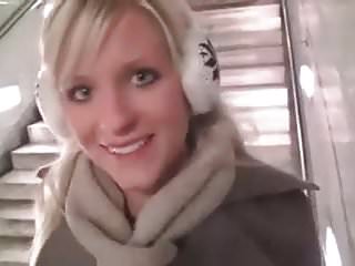Gorgeous Blonde Swallowing A Load Of Cum In Public...