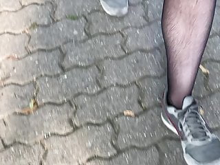  video: Walk in black Pantyhose and Hotpants