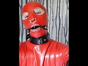 Gagged in Red & Black Latex Rubber