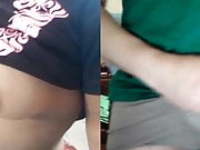 Sexy Brazilian boobies vs. my hard cock
