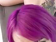 Pink haired babe blowjob