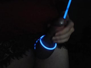 Femboy Edges and Sounds Cock with Glowsticks