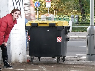 Teen brunette loves public pissing...