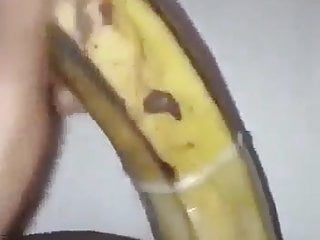 Amateur friend fucking a banana...