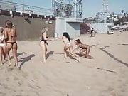amazing girls playing beach volley