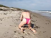 sexy pink bikini on the beach