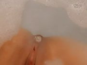 Very short & quiet orgasm in bath 