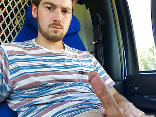 Jacking The Work Van And Unloading A Massive Cumshot...