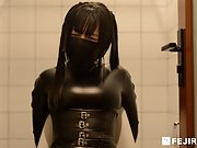 Fejira com Leather girl self bondage and masturbating orgasm 02