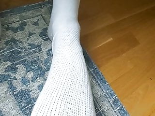 Trying On My New Aa White Socks...