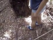 Horny gf fucked in the middle of the forest, can't wait till home 