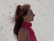 Dance With Red Shawl in White sand Quarry
