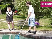 Extra Large Blonde Fucks Up the Pool Boy 