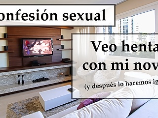 Veo hentai y hago lo mismo con mi novio. Spanish audio.