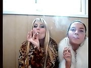 2 Russian Babes In Furs Smoking Not Inhaling