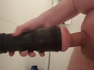 Small dick cums in his fleshlight while in the shower 