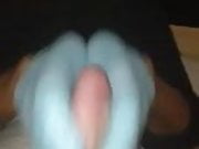 Blue ankle sockjob with cum