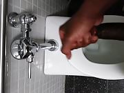 Public bathroom quick jerk and cum