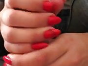 Red nails handjob