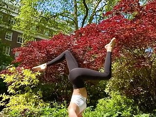 Noel Capri Berry Doing Yoga Tights...