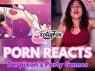 DERPIXON PARTY GAMES HENTAI REVIEW REACTION RATING – ExotiqFox Solo Gooner Girl Masturbation