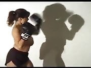 Beautiful lady shadowboxing so cute and playful ! 