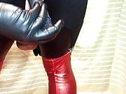 SISSY IN SPANDEX RED AND BLACK SHOW FUCKING TOYS
