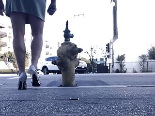 RobertaSlutCd lets a fire hydrant fuck her in public