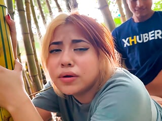 Stranger offers Celeste Alba to fuck in outdoor park