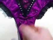 Satin Panty Wank And Cum