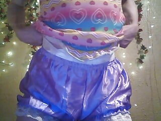 millie in satin bloomers and diaper