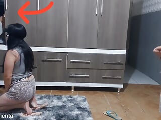 cheating blindfolded wife with my friend in the wardrobe