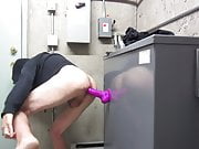 FUCKING MY HUGE PURPLE DILDO IN THE ELECTRICAL ROOM PART 2