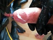 Spermfriend rubber cum on Dick and play with sperm