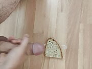 Cum on bread slice