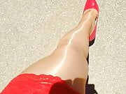 Pantyhose outside in the sunlight