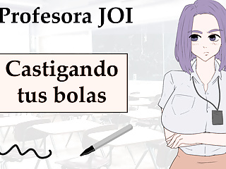 Spanish JOI La profesora te masturba en clase con rotulador y cuerda. 