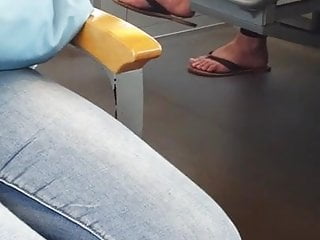 Sexy milf feet in train 
